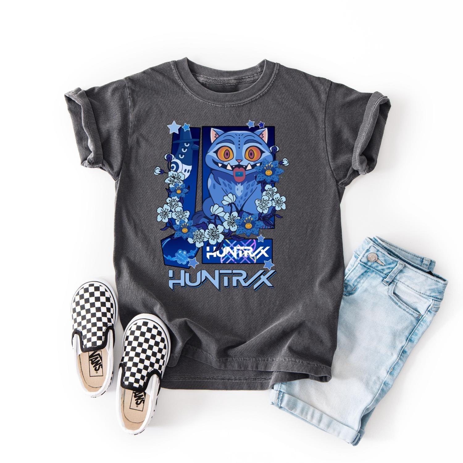 

K-pop Anime Cat Tee Retro Tiger Comfort Colors Shirt Blue Tiger And Bird Demon Animal Love Tee Cute Tigger Tee For Kpop Fans M