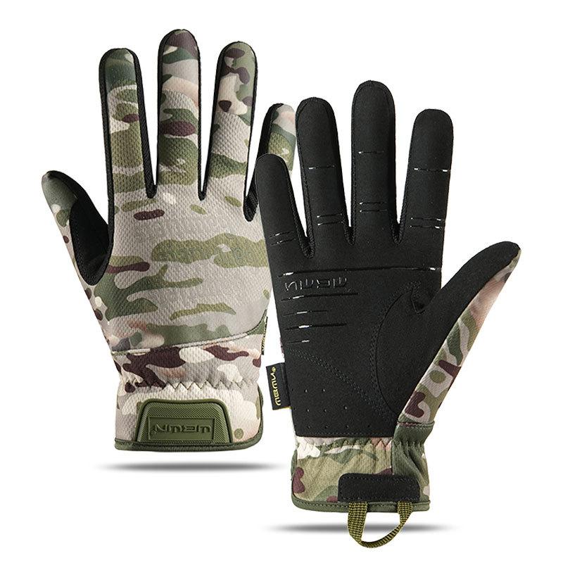 Full finger men s non-slip and wear-resistant fitness riding gloves multi-functional camouflage touch screen M