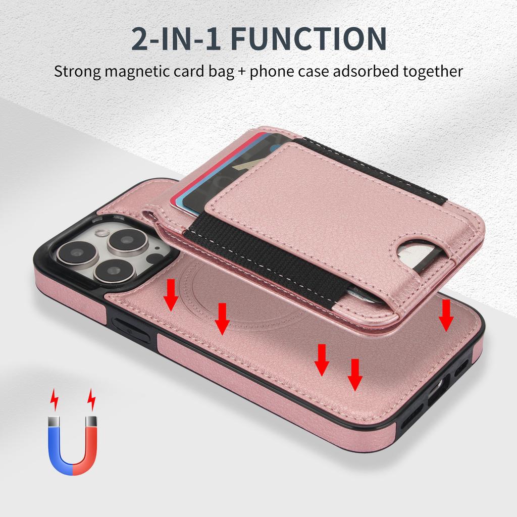 2-in-1 Detachable Card Leather Case for iPhone 16 Pro Max 17 Air 16 Pro 15 Plus 14 13 12 Wireless Charging Magnetic Wallet Cover
