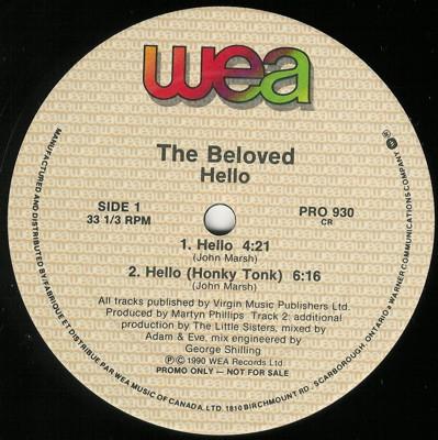 

12inch Record BELOVED Hello PRO930PROMO WEA 1990 Canada Dance Electronica Used