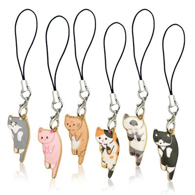 Cartoon Cat Charm & Accessories: Drip Oil Alloy Lanyard, Backpack Pendant, Wallet & Keychain