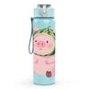 1PC Pink Pig Wearing Watermelon Hat Print 750ml Color Plastic Sports Water Bottle Leakproof Flip Straw Lid Suitable for Sports Office Home Use