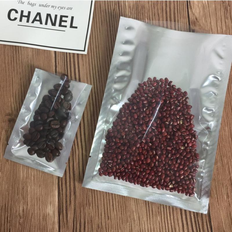100Pcs Silver Dumb Transparent Bags Heat Seal - Top Open Mylar Foil Bag Matte Surface Plastic Food Package Powder/Sauce Pouch