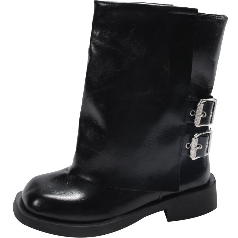 Punk Style Belt Buckle Long Knee-High Women Boots Platform Heels Shoes Autumn Winter Slip On Party Botas Mujer