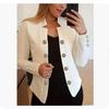 Women's Fashion Cuff Button Small Suit Double Button Cardigan Top