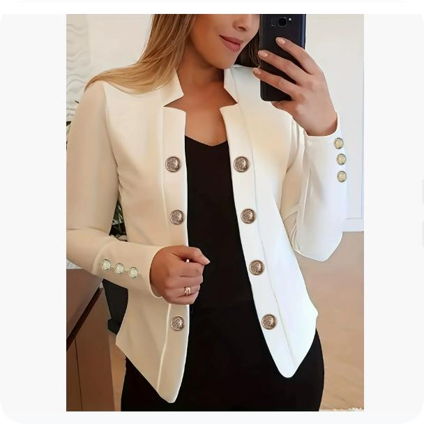 Women's Fashion Cuff Button Small Suit Double Button Cardigan Top