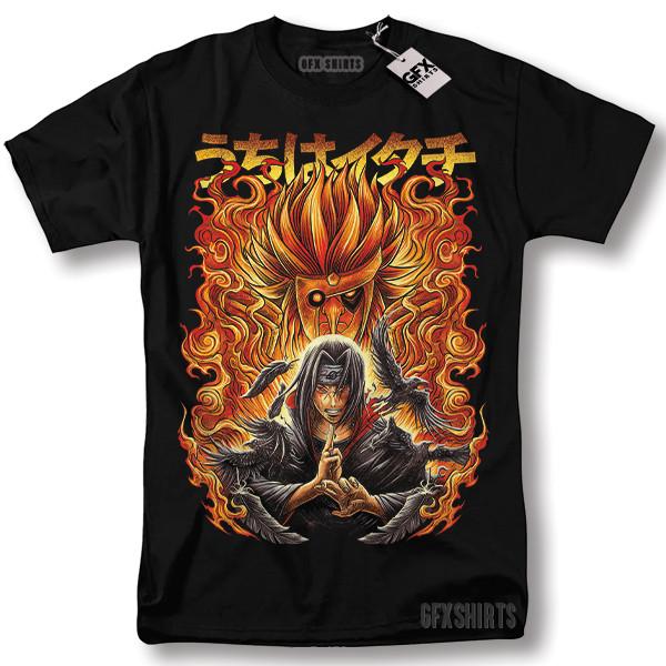 Naruto Itachi Uchiha Shirt Rasengan Jiraiya Anime Manga Strip Graphic T-shirt XL