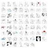 62Pcs Black and White Graffiti Emotional Breakdown Emoji Stickers, Material Stickers, Decorative Phone Cases, Water Cups, Guitar