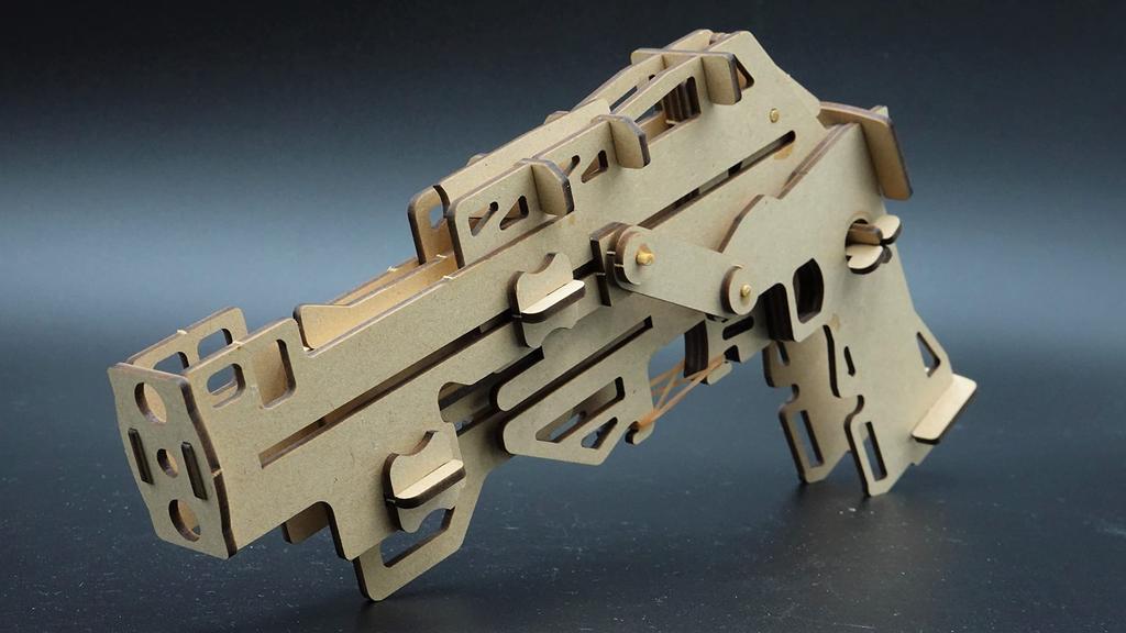Acton Craft Transformable Rubber Band Gun Mobile Blaster Craft Wooden 3D Craft Kit for Adults and Upper Elementary School Students Kit, Puzzle,