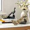 Resin Peacock Figurine Desktop Ornament Vintage Animal Statue Miniatures Bookshelf Living Room Home Decoration Collectible