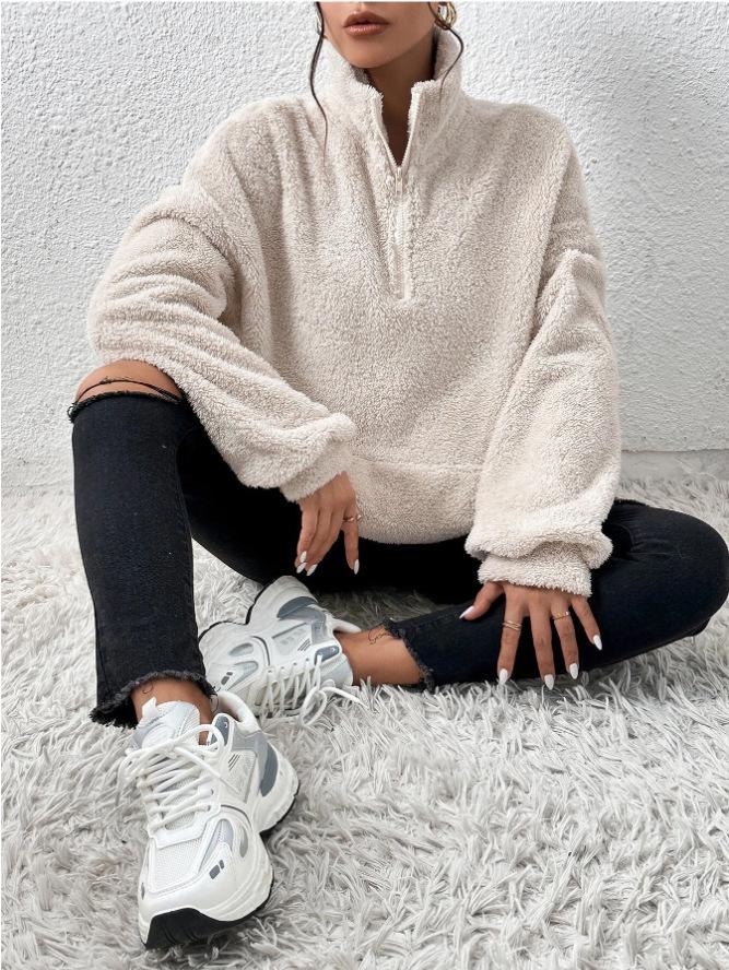 Damen-Sweatshirt mit Stehkragen und Fleece-Futter, Herbst/Winter 2023