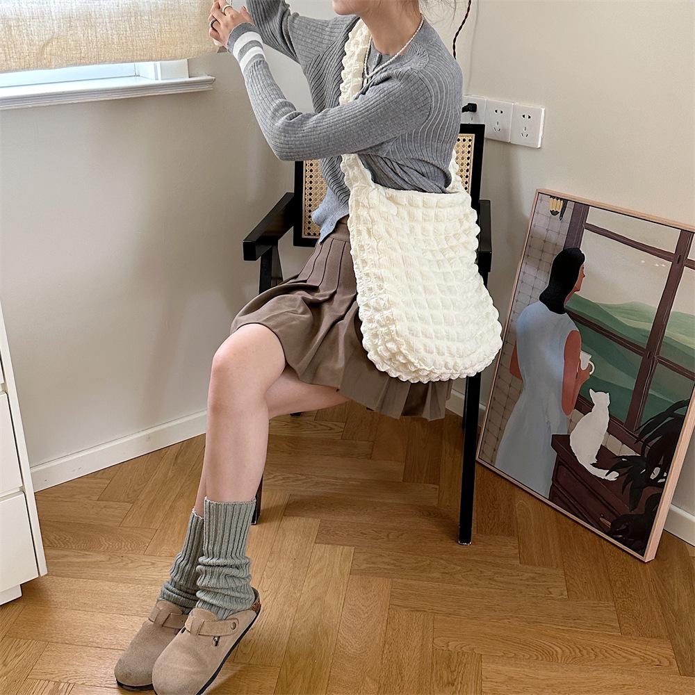 Bubble Pleated Large Capacity Crossbody Bag for Women - 2023 Canvas College Commuter Bag