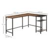 Industrial Design Office Desk Corner Desk 2 Shelves CPU Printer Stand Old Wood Look Black Metal