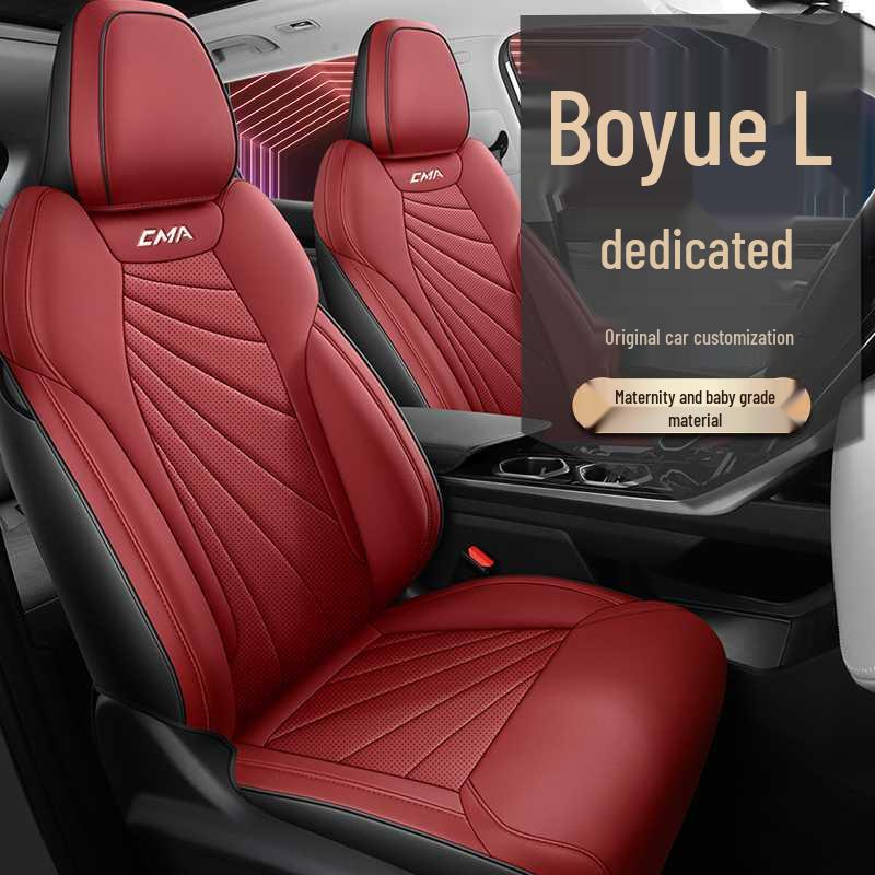 Breathable Perforated Leather Seat Covers for 23-25 Geely Boyue L – Full Coverage, Four-Season Use