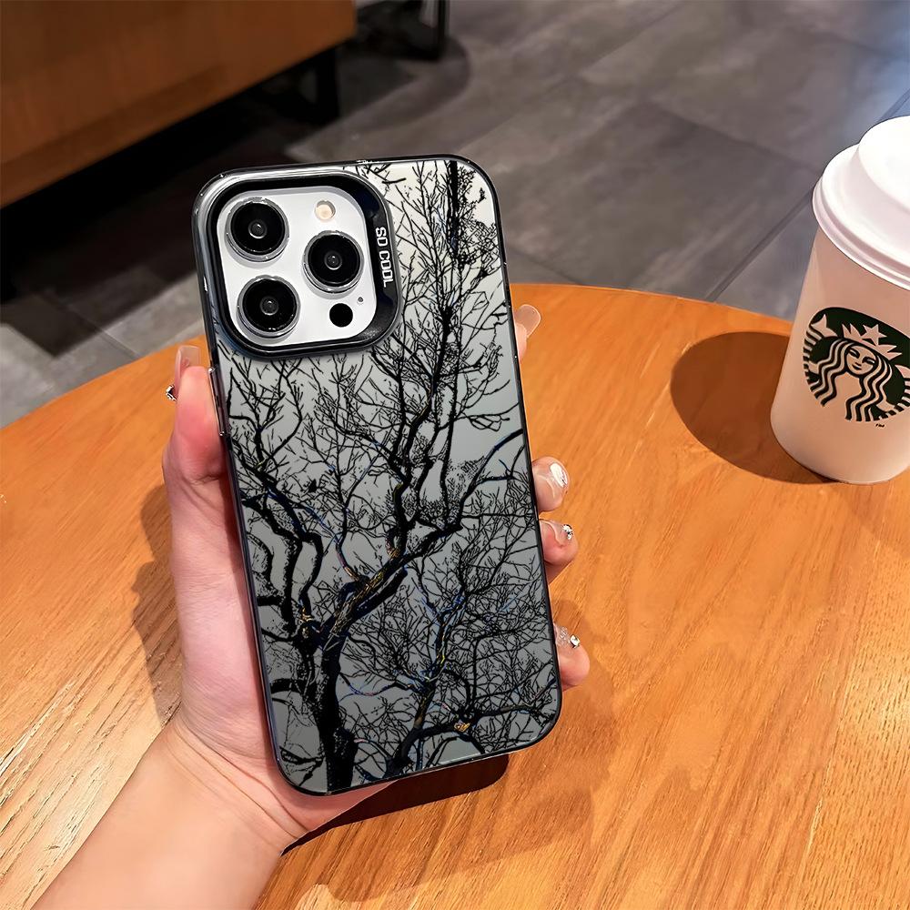 Sketch dead tree in spring Apple 13promax mobile phone case iPhone17 creative simple 16E anti-drop protective case