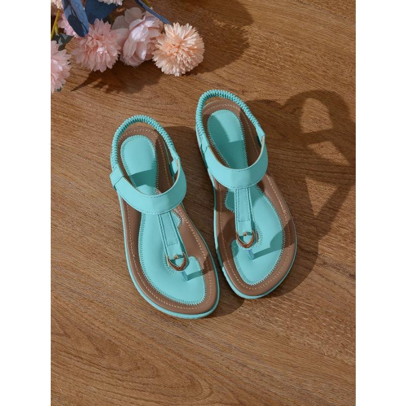 

Модные летние женские сандалии, повседневные туфли на плоской подошве, мягкие тапочки, сандалии 38 павлин голубой