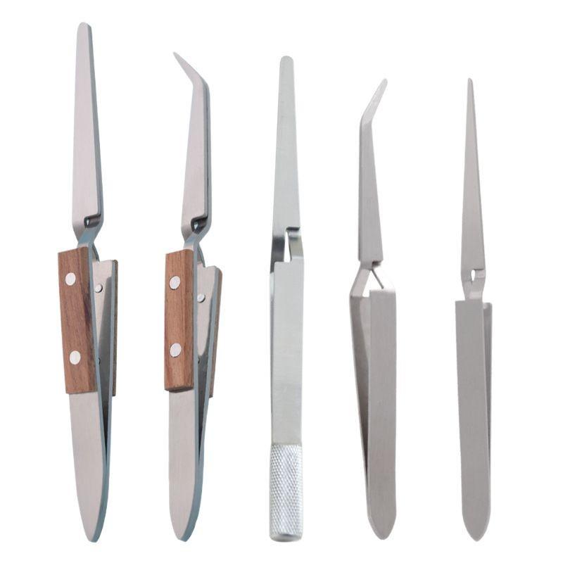 1Pc Stainless Steel Wooden Handle Multifunctional Shaping Clip Nail Shaping Clip Shaping Clip Crystal Nail Extension Tweezers Nail Art Tool