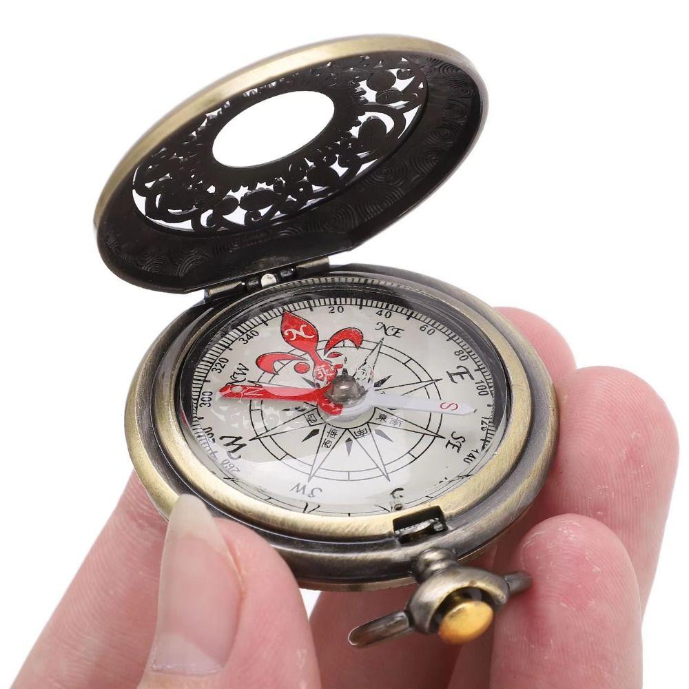 Gold Color Outdoor Compass Copper Camping Compass Portable Pocket Compass  Outdoor Activities