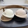 Elegant woolen top hat autumn and winter new bucket hat women's fashion retro pearl flower curling