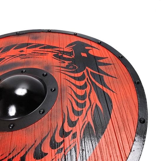 60,96 cm Wikinger-Cosplay-Holzschild, Mittelalter-Kostüm, Wikinger-Schild, kampfbereit, Wikinger-Schild, Ragnar, Wikinger-Schild, rund, dekoratives Geschenk