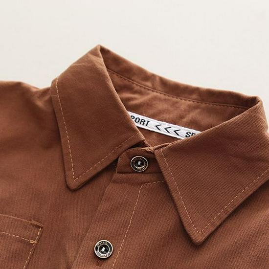 Boys' Autumn Corduroy Pants & Shirt Set - Solid Color, Long Sleeve, Casual Two-Piece