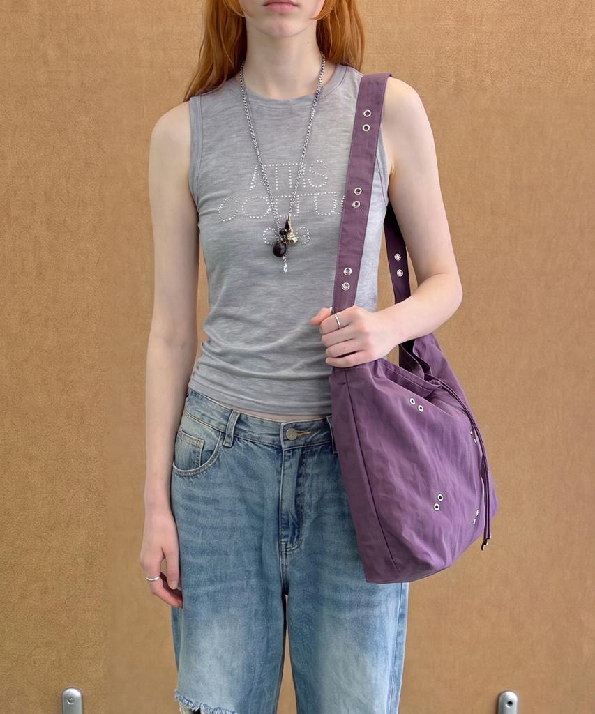 Prends Soin De Toi Atelier Eyelet Washed Shoulder Bag Purple