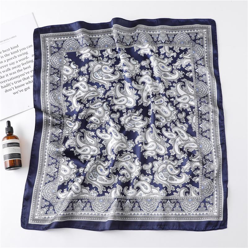 60Cm Square Bandana Women Silk Scarf Paisley Print Handkerchief Hair Band Decorate Scarves Fashion Luxury Shawl