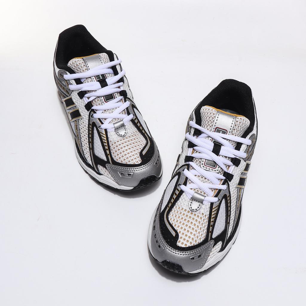 1906 Silver-White-Yellow Retro Sports Running Shoes: Breathable Platform Men’s Dad Shoes, Height-Increasing Women’s Casual Shoes