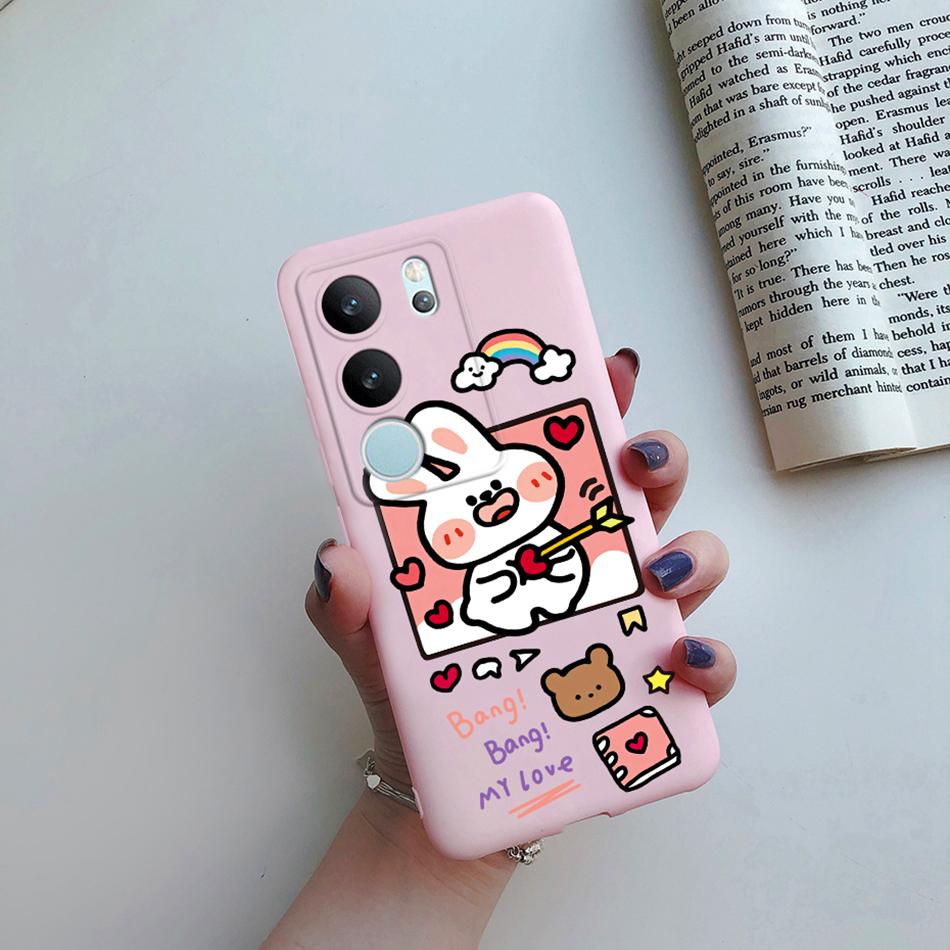 For Vivo V29 5G Global Version Phone Case Couple Cute Cartoon Flower Back Shell Etui For Vivo V29 V 29 V2250 Soft Silicone Cover