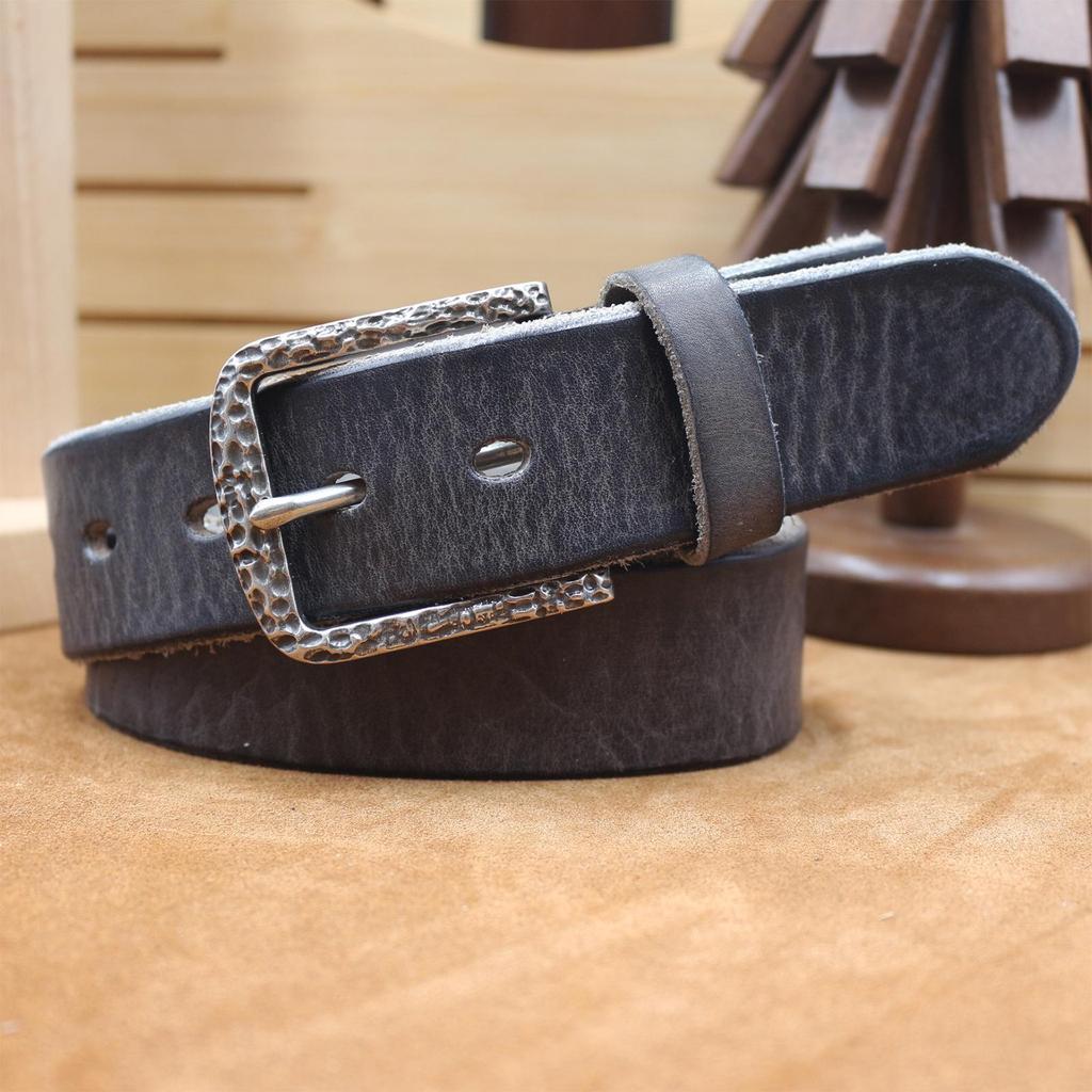 Retro Korean Style Distressed Genuine Cowhide Belt for Men