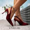 2026 Wine Red High Heels Evening Party Stiletto High Heels Fashion Pointed Simple Sandals