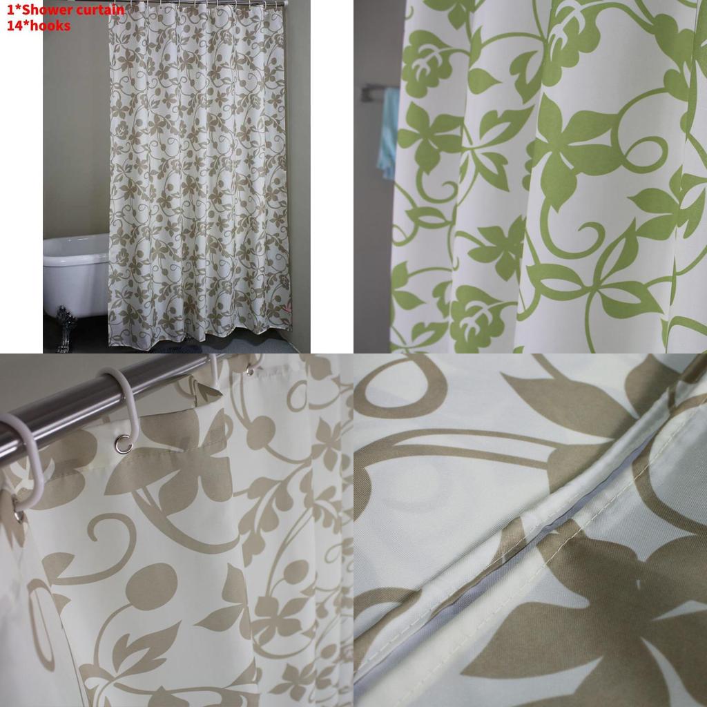 Watercolor Botanical Shower Curtain In Polyester Fabric With Logo For Modern Bathrooms