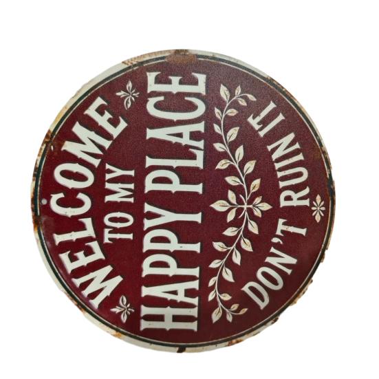 

Happy Land Wooden Garden Sign Rustic Wood Plaque Outdoor Wall Decor Weather-Resistant Fade-Proof Hanging Plaque for Home Farmhouse Cottage