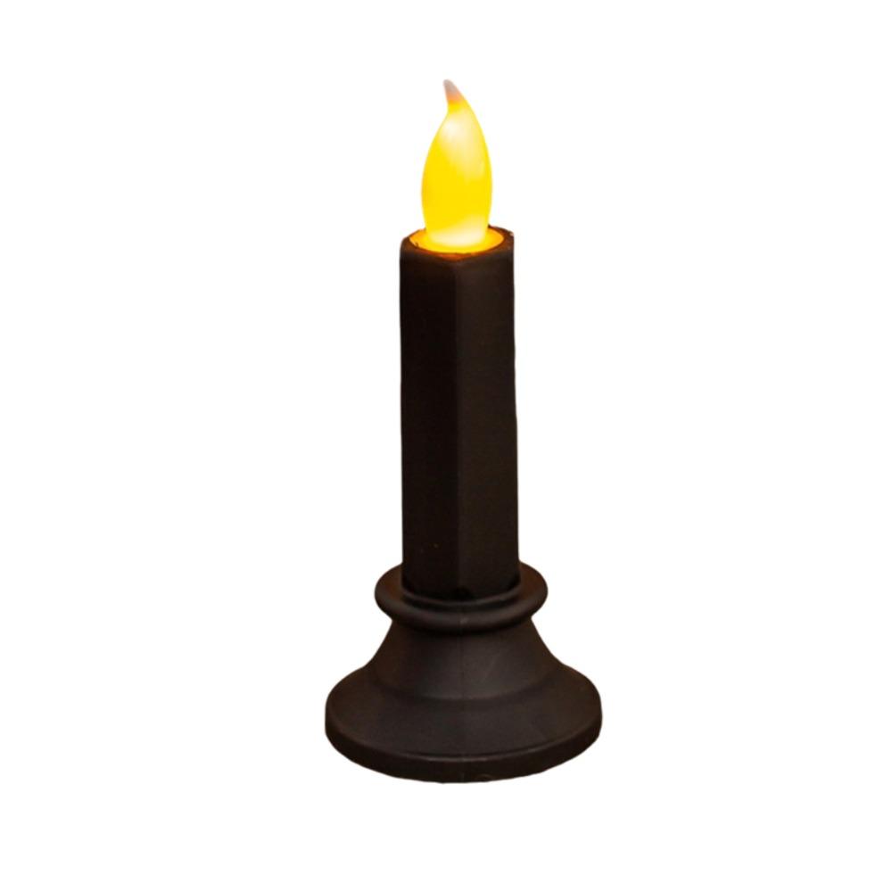 Simple Flameless Halloween Black LED Candle Simulated Warm Light Electronic Candle Lights Plastic LED Electronic Candle Party