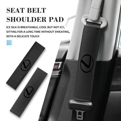 For 1/2pcs Ice Silk Car Styling Emblem Leather Seat Belt Cover Accessories F SPORT ES RX NX LS UX LM LX GX LC RZ IS CT GS