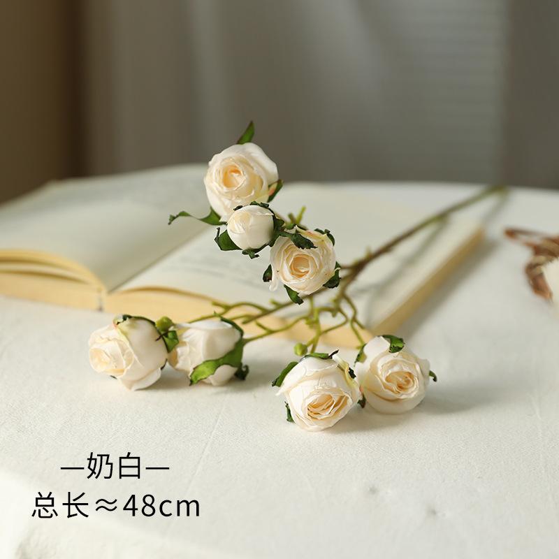 Roasted burnt edge 7-head rose simulation flower European retro home decoration fake flower молочный белый