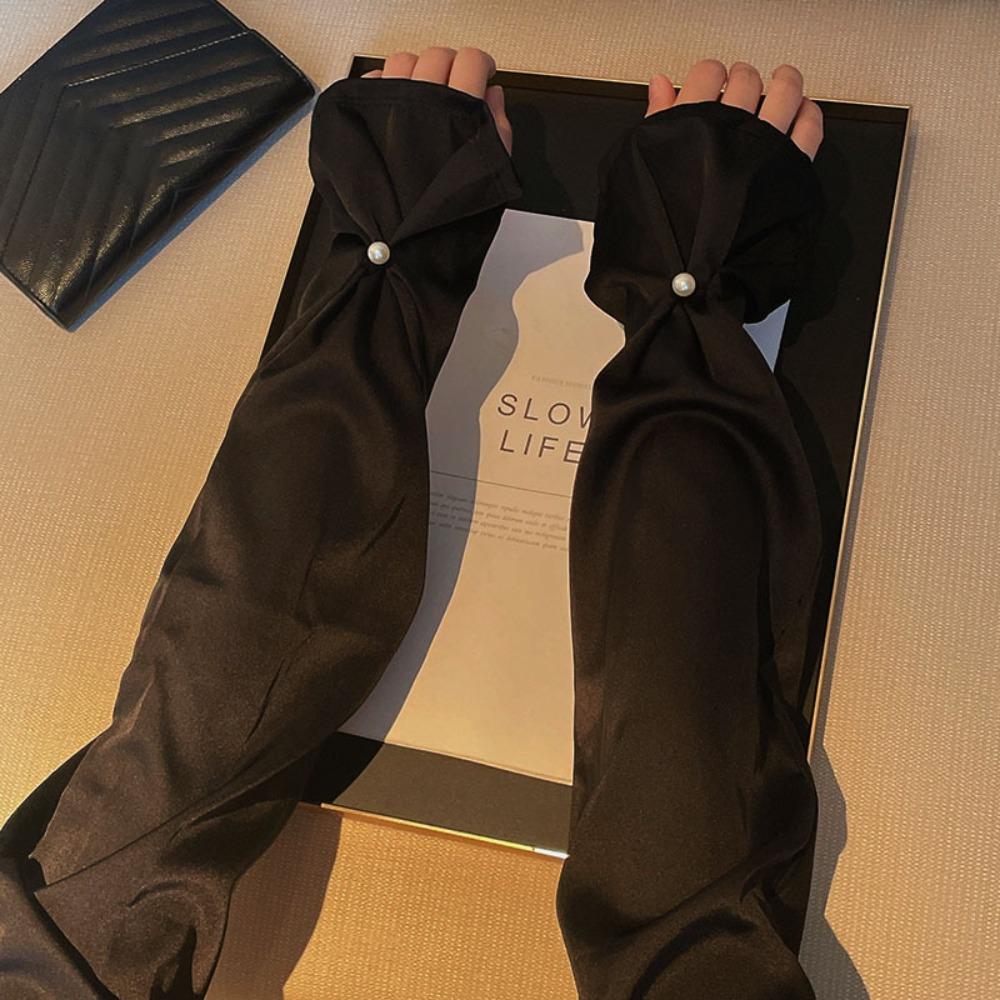 

Sun Protection Breathable Long Arm Sleeves Pearl Yarn Arm Sunscreen Covers Spring сірий