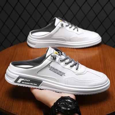 Nuove Scarpe da Uomo Moda Baotou Mezza Pantofola Scarpe Pigre Versatili Traspiranti Casual Scarpe Piatte Senza Tallone Scarpe in Tessuto