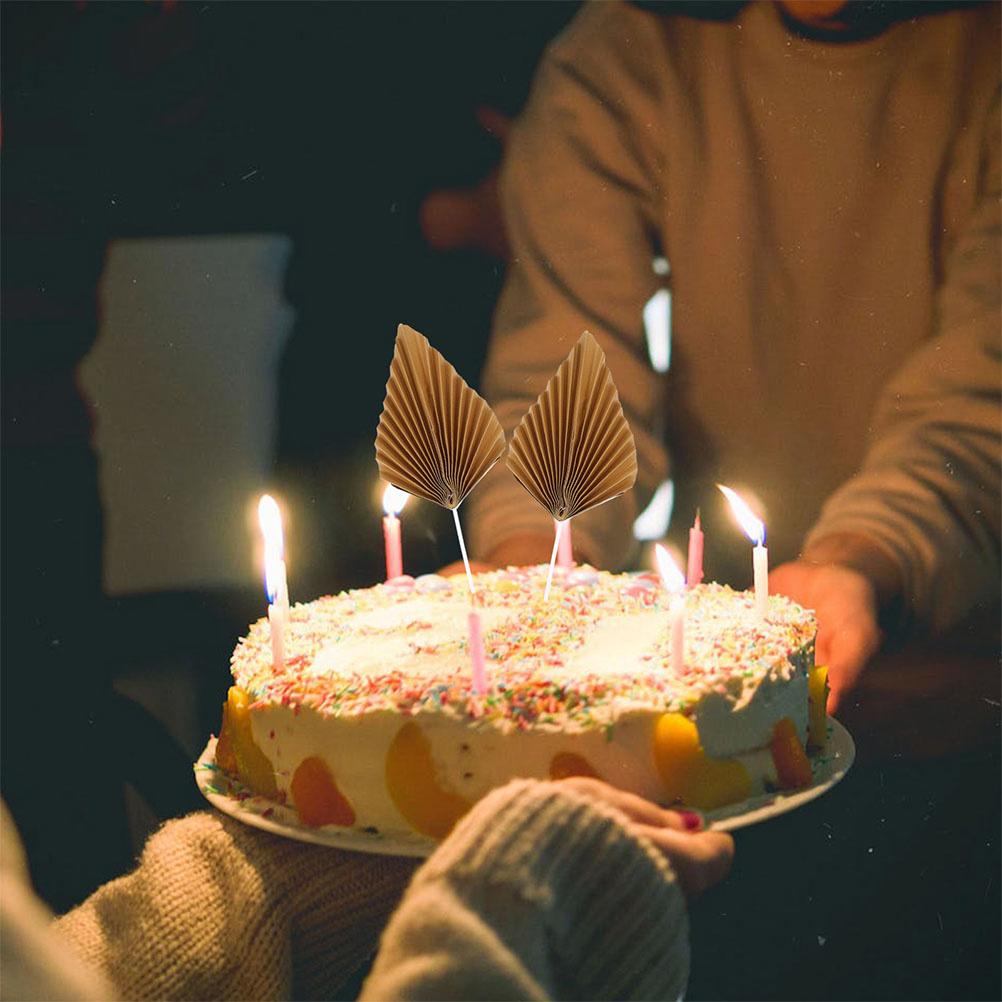 16Pcs Birthday Cake Decor for Girls Women Anniversary Festival Party Dessert Ornament Palm Leaves Cupcake Decoration Picks