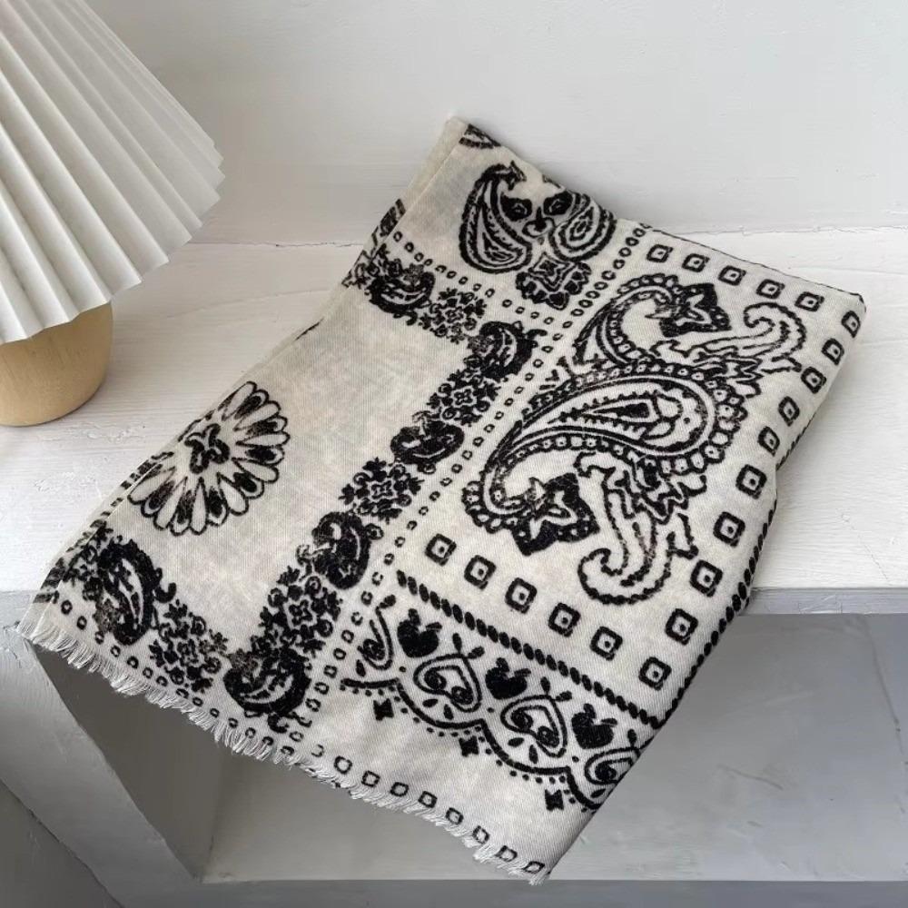Cream White Long Shawl Skin-Friendly Cotton Linen Scarf Classic Women Scarf  Daily Wear