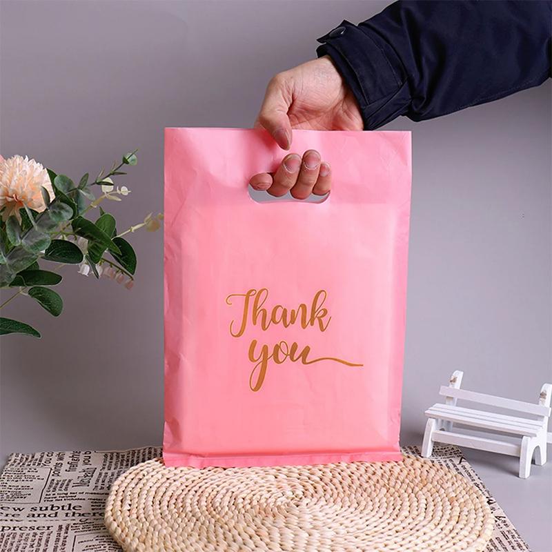 100Pcs Thank You Gift Bags Plastic Wedding Birthday Party Treat Bags Favors Small Business Shopping Candy Cookie Packaging