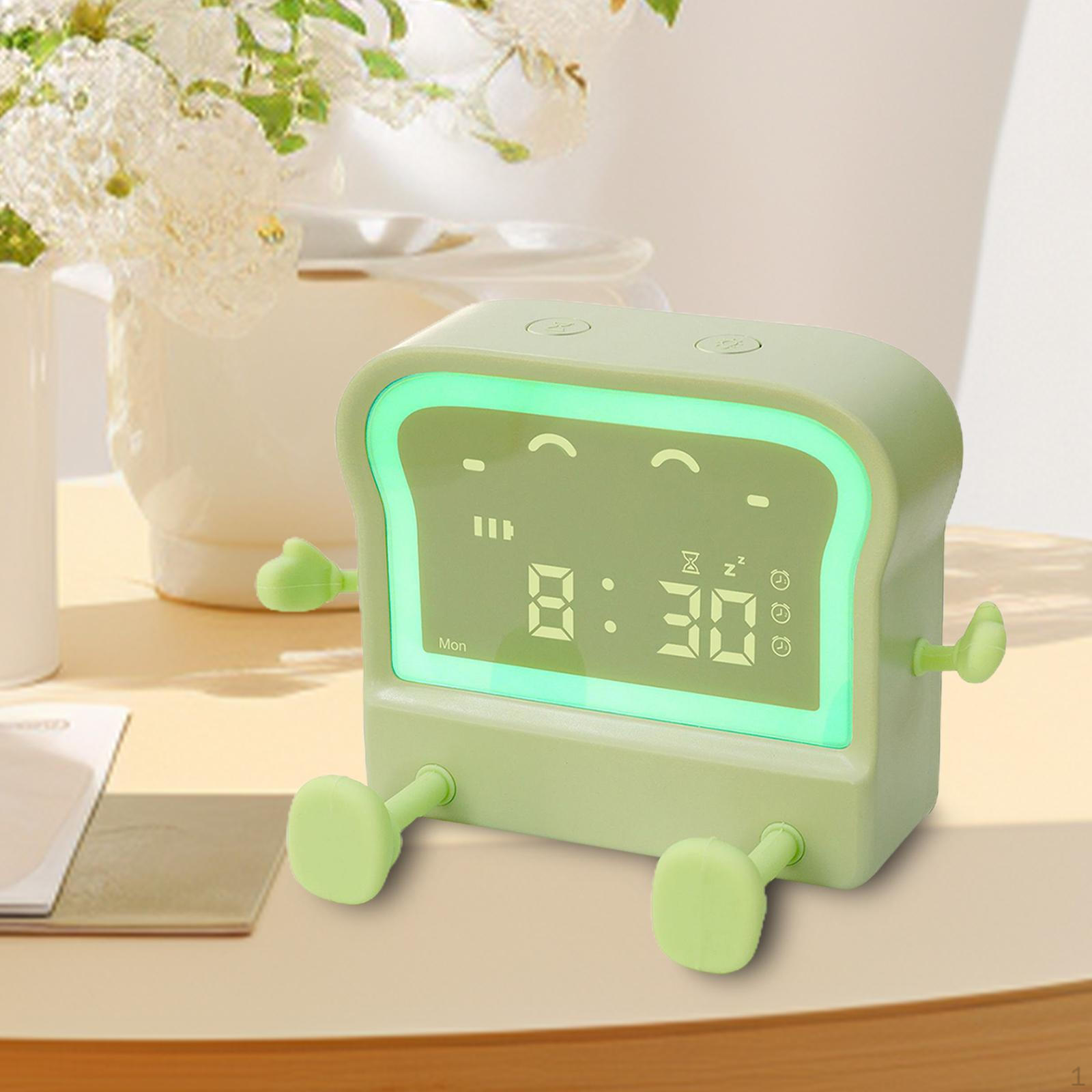 

Детский будильник, светодиодный дисплей времени, регулируемая яркость, ночник для прикроватной спальни светло-желтого