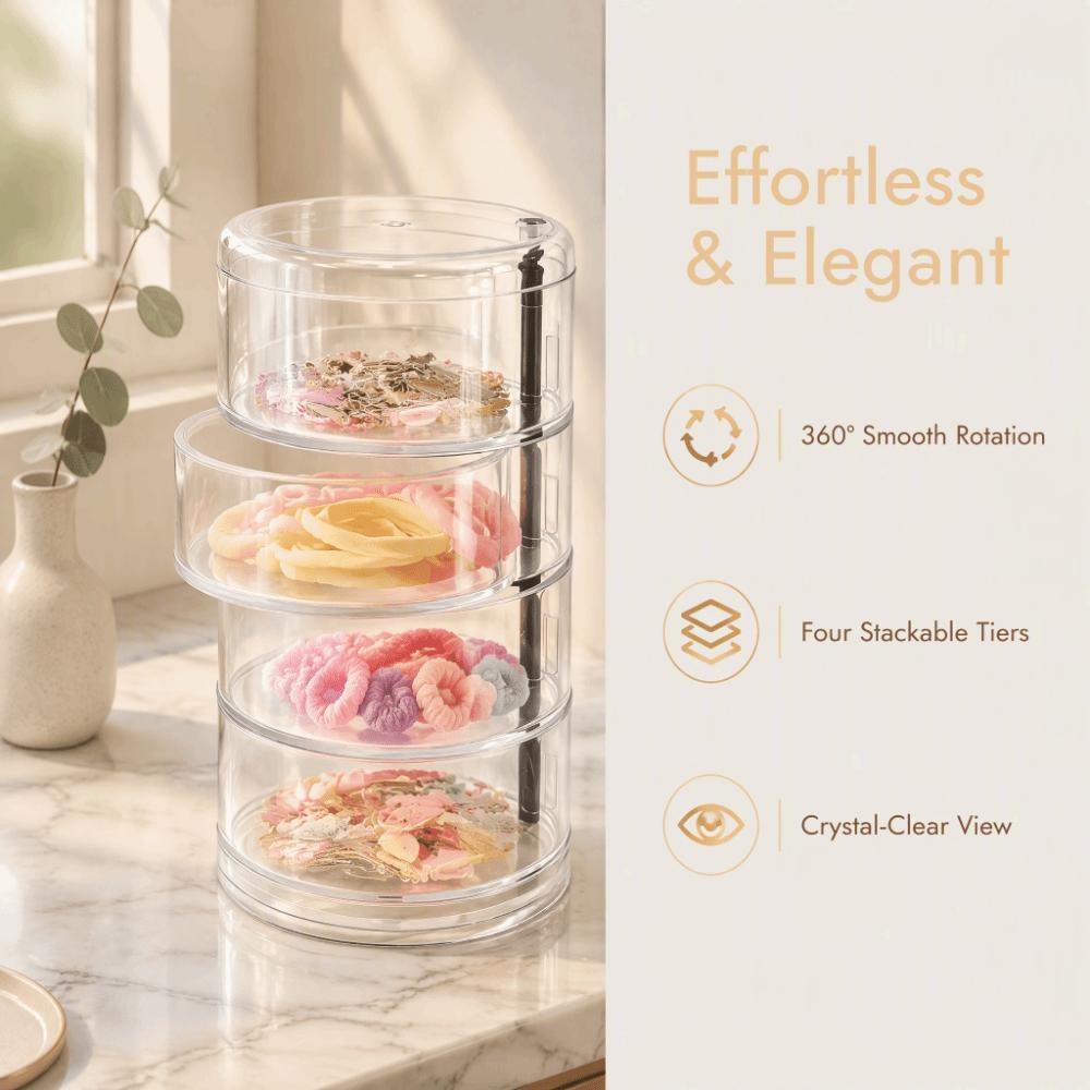 Four‑layer Hair Accessory Organizer Transparent Plastic Hair Clip Container Tabletop
