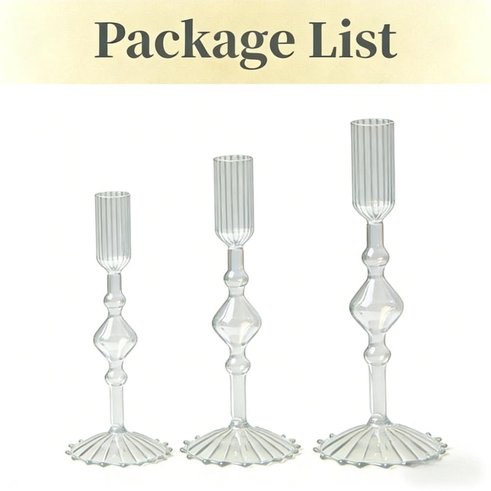 

3pcs Nordic Style Minimalist Glass Candle Holder Colorful High Footed Candlestick Creative Living Room Wedding Decoration