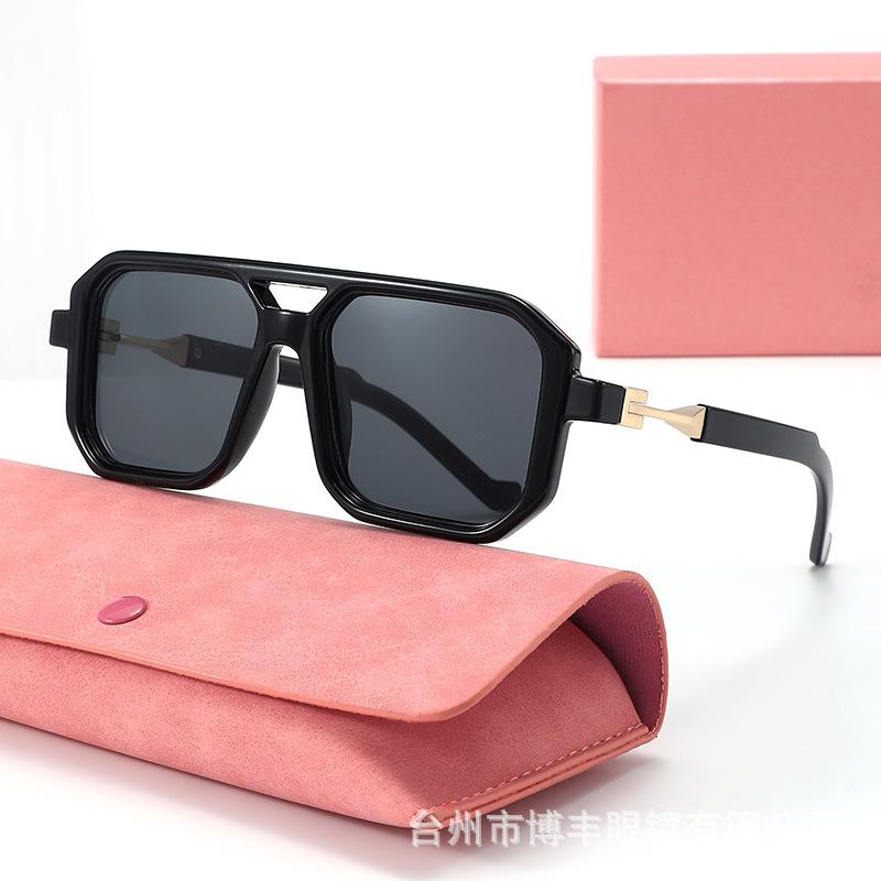 Double Beam Square Sunglasses Men S Retro Fashion Versatile Sunglasses Women S Uv400