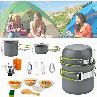Outdoor Cookware Set Camping Set Pot Portable BBQ Grill Tableware Stovetop