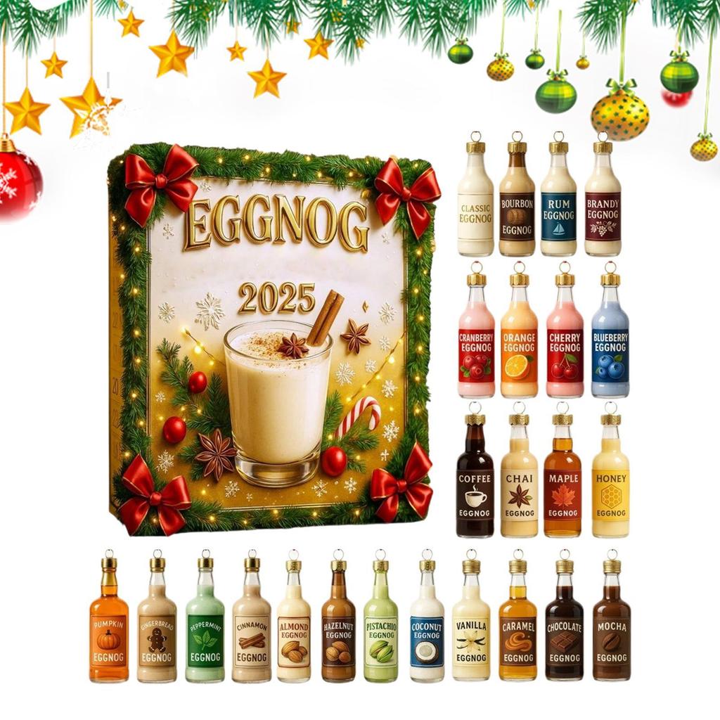 Christmas Countdown Calendar 2D Acrylic Decoration 24 Days Eggnog Ornament for Holiday Winter Home Decorations 2025 Xmas Navidad