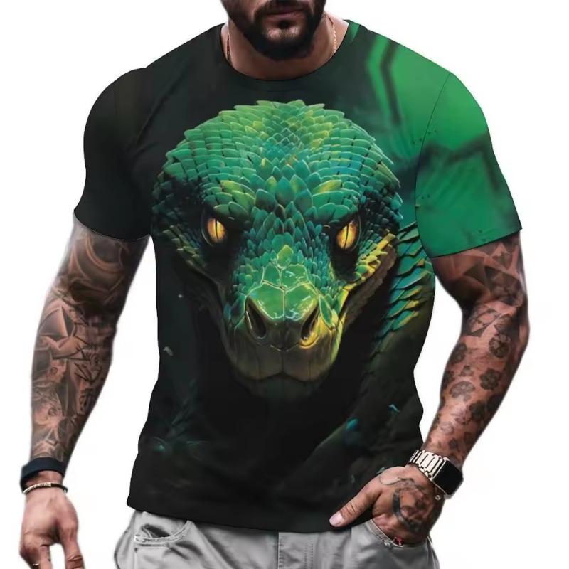 Fashion Snake 3D Printed T Shirt For Men Funny Animal Pattern Oversized T-shirt Summer Hip Hop Trend Clothing Casual O-neck Tops