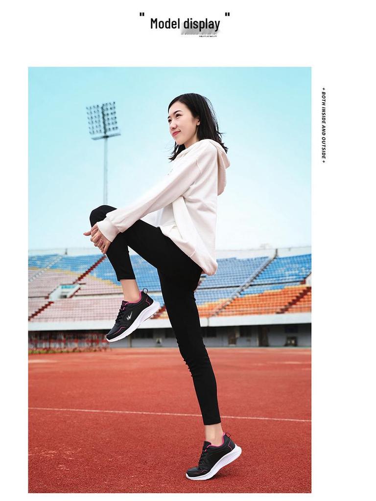 Double Star Women's Waterproof Leather Sneakers - Versatile Casual Lightweight Shoes for Spring and Autumn.