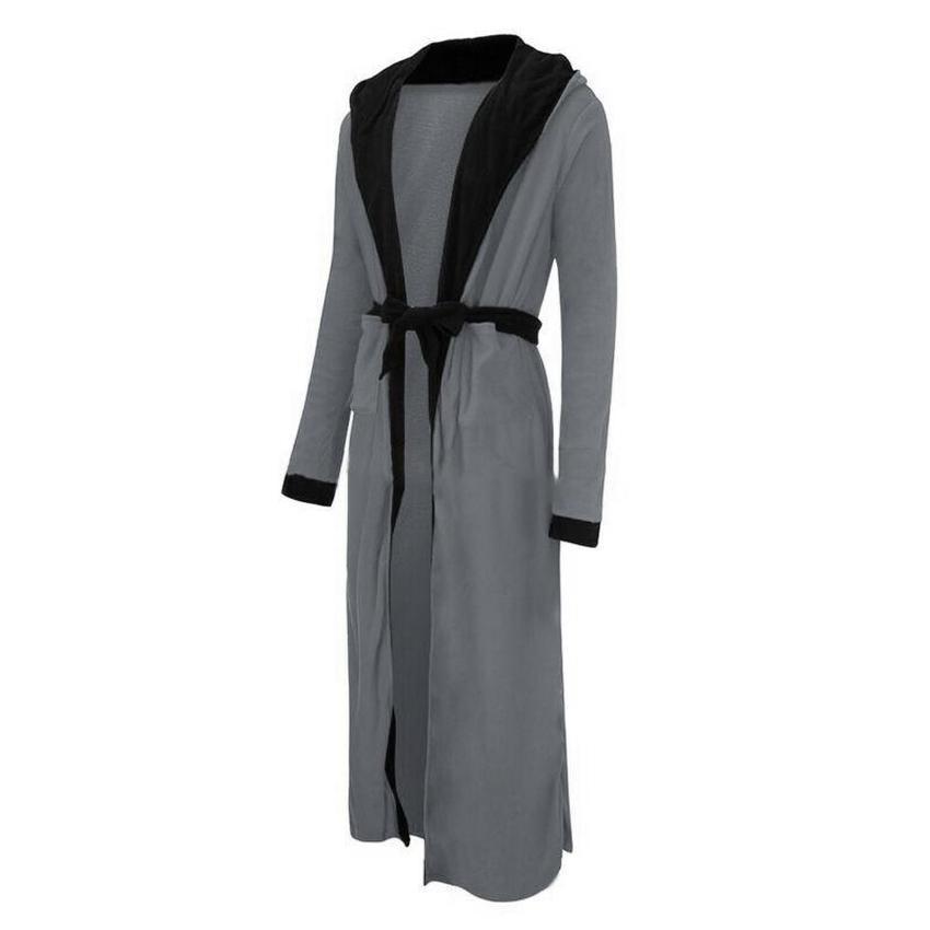 💰Köp billigt online Men's Warm Hooded Bathrobe Breathable Lace Up